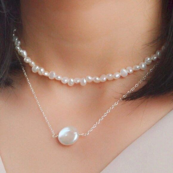 Fine Jewelry Sterling Silver Freshwater Baroque Pearl Necklace NEW WITH GIFT BAG - Picture 5 of 11